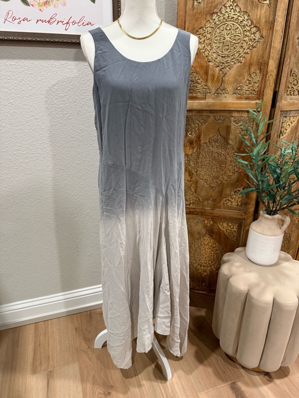 Eileen Fisher Ombre asymmetrical silk Maxi Dress 0019
